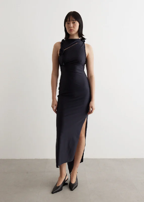 Dress for party holiday celebration -Asymmetric Flower Gown