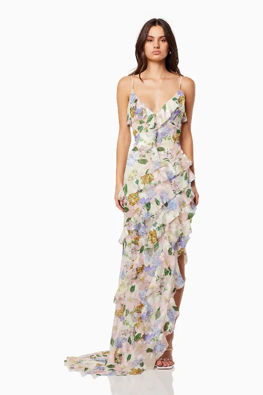 Party dress that is wrinkle-resistant -Cosima Asymmetrical Gown In Pink