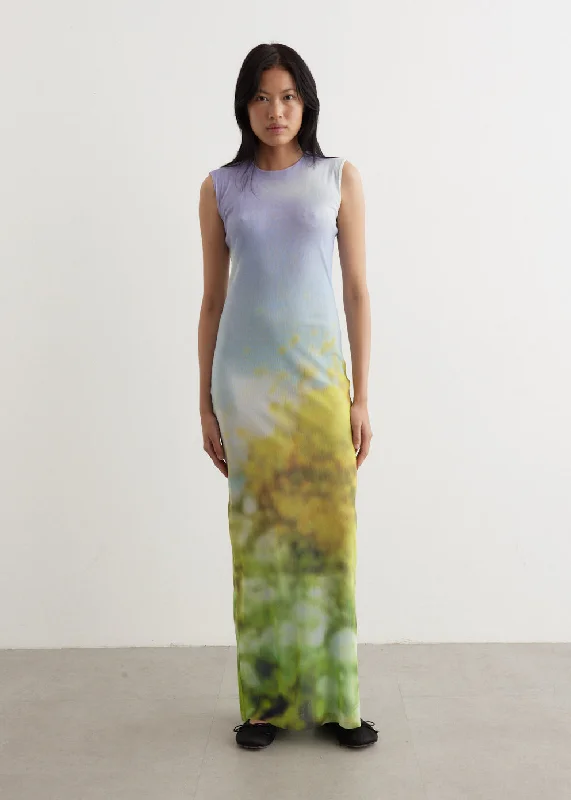 Dress for party stylish appearance -Eflora Blurry Landscape Dress