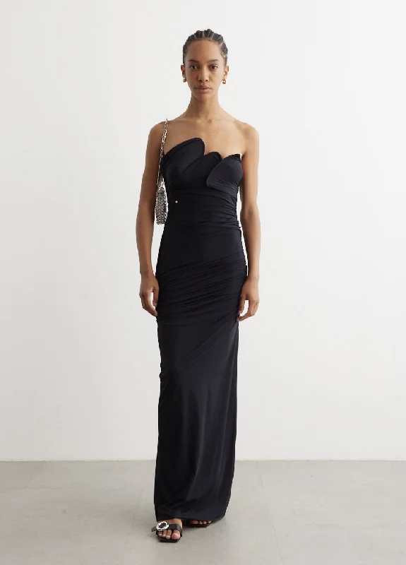 Party dress in earth tones -Encompassed Looped Bodice Dress