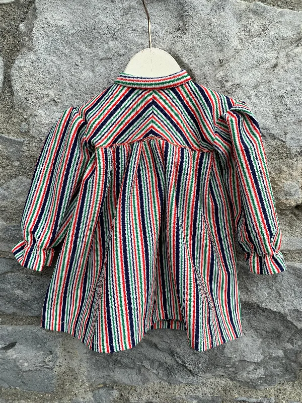 Party dress that is effortlessly chic -Handmade stripy dress  3-6m (62-68cm)