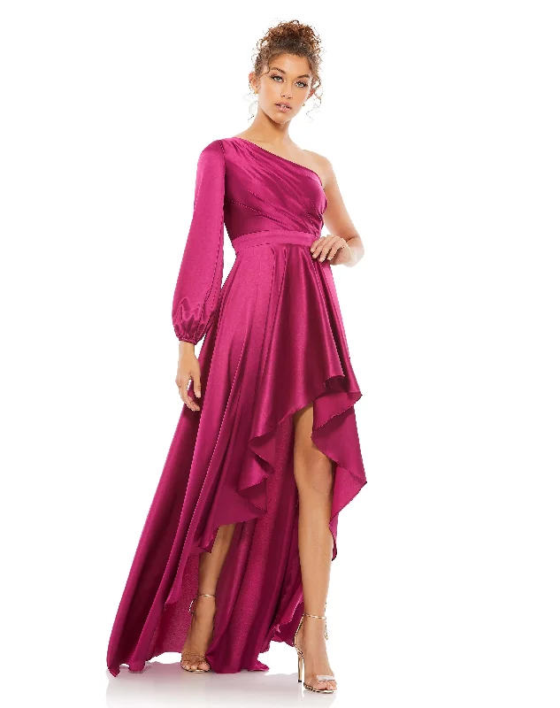 Party dress inspired by vintage -High Low One Shoulder Flowy Gown