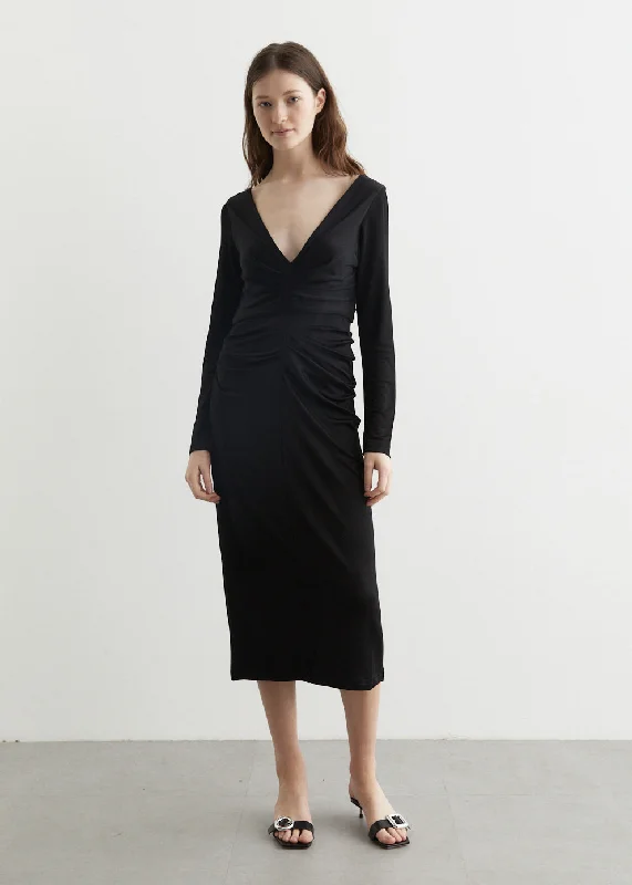 Party dress with a halter neckline -Hunewa Dress