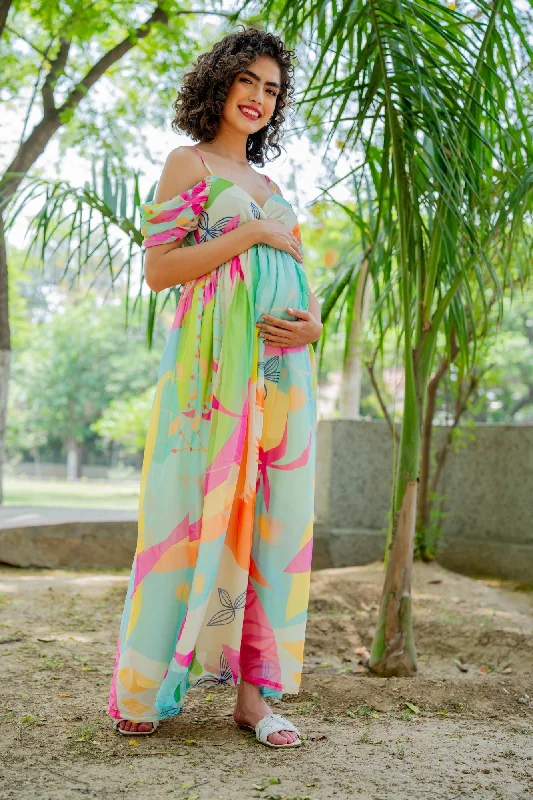 Party dress that is eco-friendly -Luxe Adorable Candy Pop Off-Shoulder Maternity Photoshoot Gown Party dress that is eco-friendly -Luxe Adorable Candy Pop Off-Shoulder Maternity Photoshoot Gown