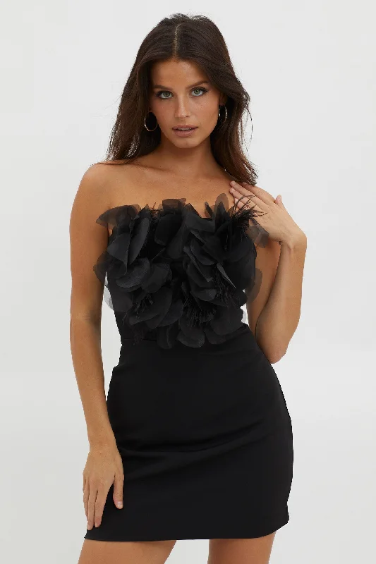 evening dress for brand showcases-Magic At Night Embellished Bodice Dress Black
