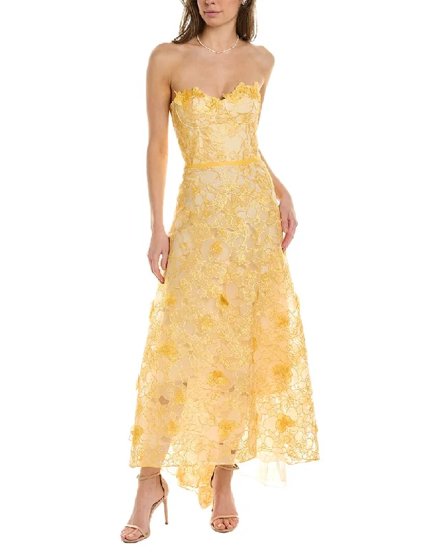 Party dress with scarf -Marchesa Notte Embroidered Cutout Gown