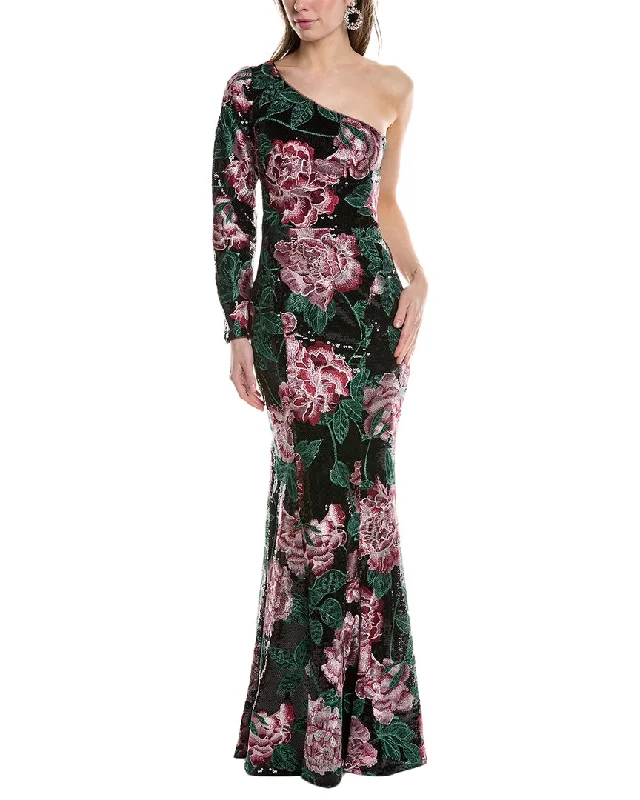 Party dress with a one-shoulder design -Marchesa Notte One-Shoulder Gown
