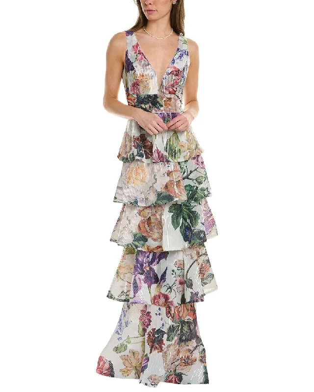 Party dress with abstract design -Marchesa Notte Tiered Gown