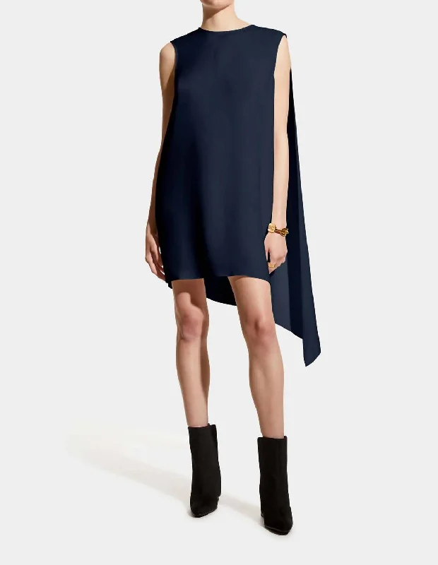 satin-lined evening dresses-Matilde Dress In Midnight Blue