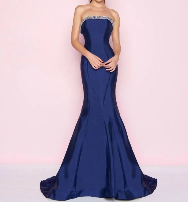 evening dress for black tie events-Mikado Gown In Midnight