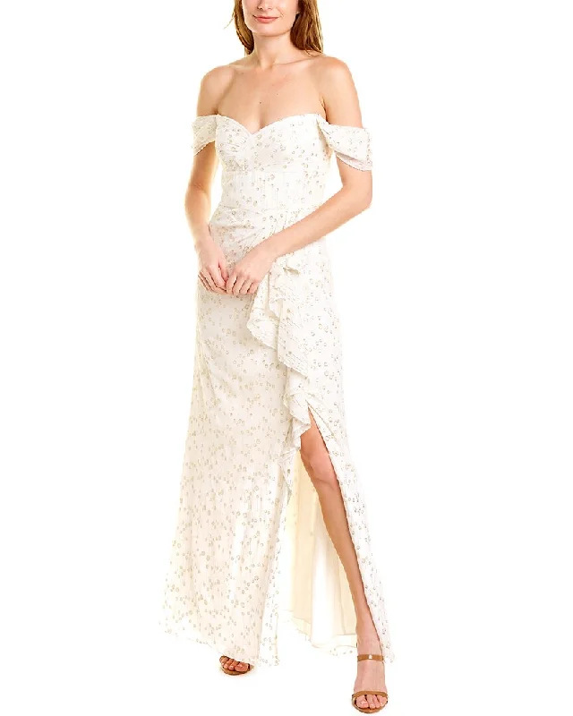 Dress for party dazzling style -ML Monique Lhuillier Off-the-Shoulder Gown