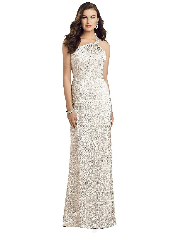 Dress for party summer season -One-Shoulder Twist Metallic Trumpet Gown