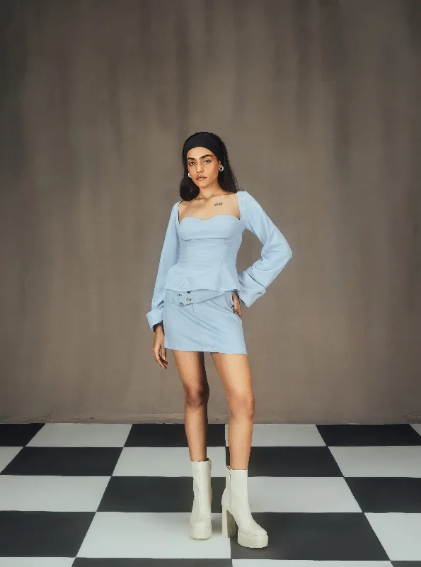 Party dress for a graduation celebration -Skylar Baby Blue Lounge Coord Set