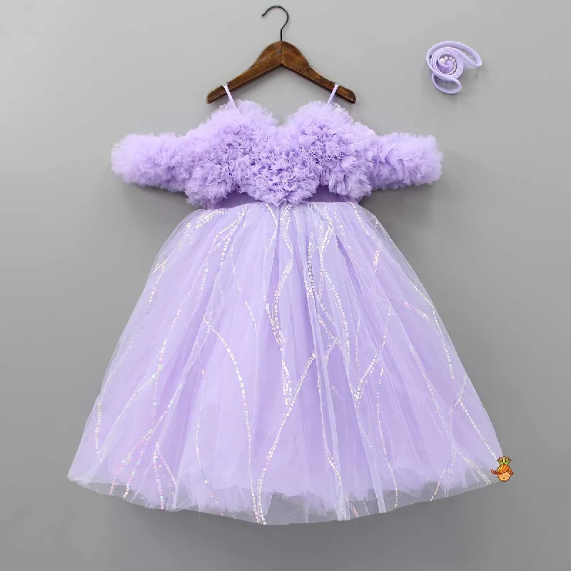Dress for party radiant style -Pre Order: Exquisite Ruffled Lavender Gown With Matching Hair Clip Dress for party radiant style -Pre Order: Exquisite Ruffled Lavender Gown With Matching Hair Clip