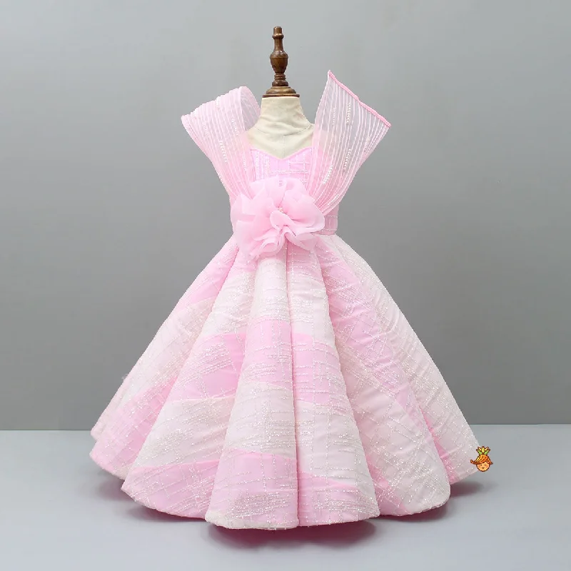Dress for party sophisticated style -Pre Order: Glitters Enhanced Strappy Pink Gown