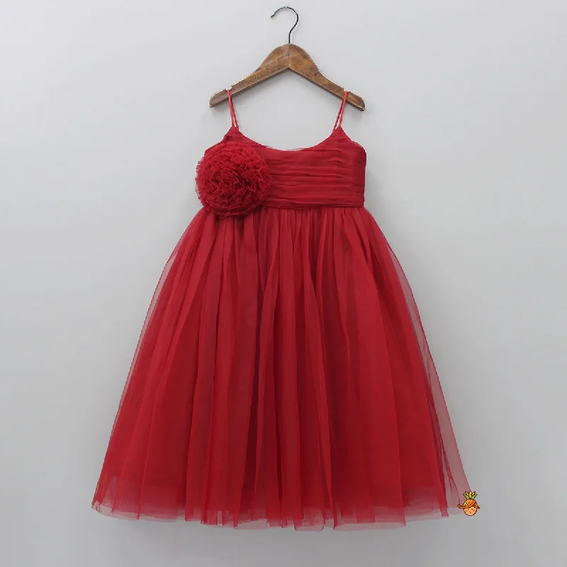 Party dress for dancing all night -Pre Order: Maroon Floral Princess Gown