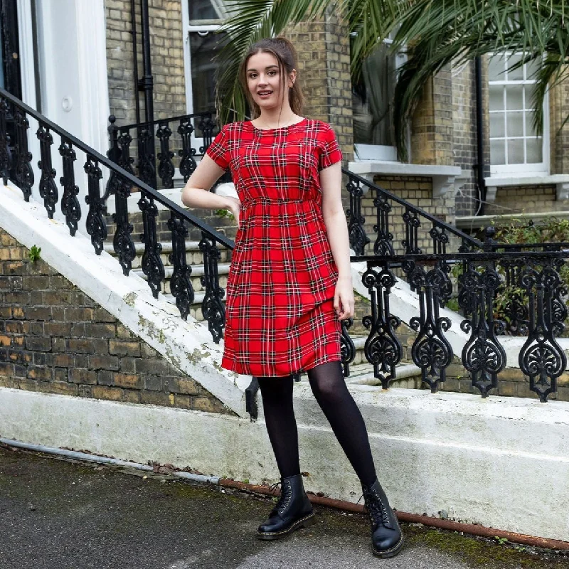 Party dress for rooftop party -Tartan Breastfeeding Dress