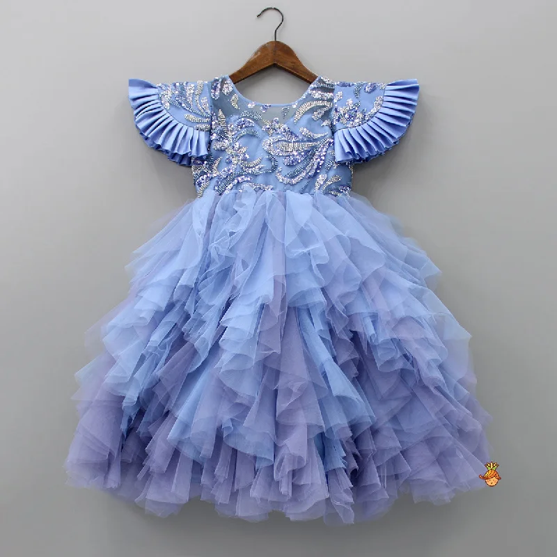 Dress for party joyous occasion -Pre Order: Yoke Embroidered Beautiful Net Gown