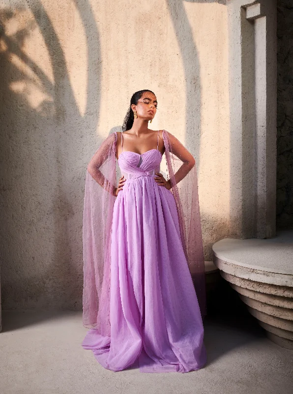 Party dress that is versatile -Eva Lavender Chiffon Corset Gown