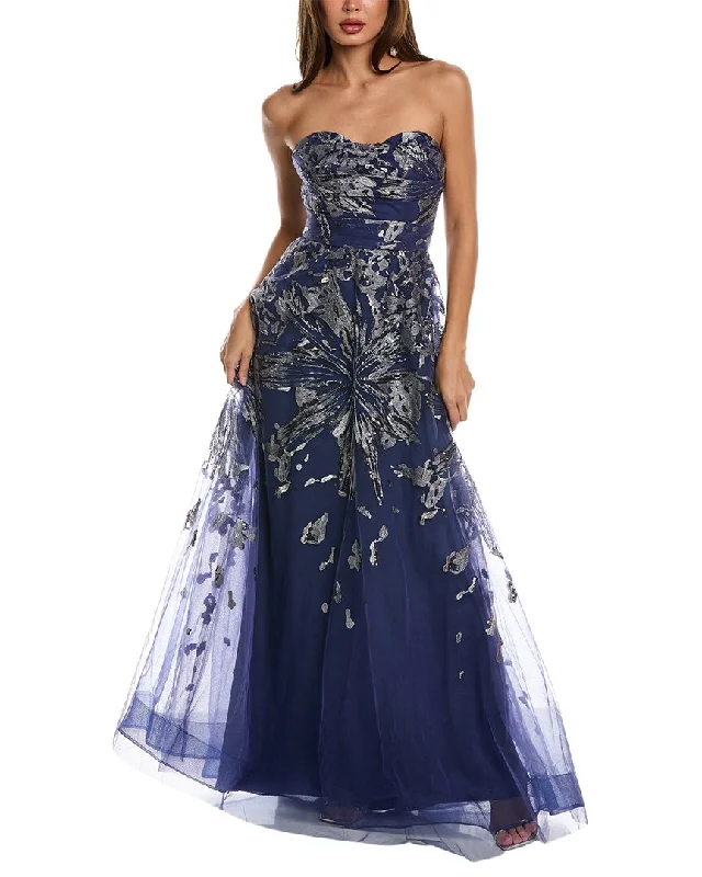 Party dress with fast shipping -Rene Ruiz Embroidered Tulle Gown