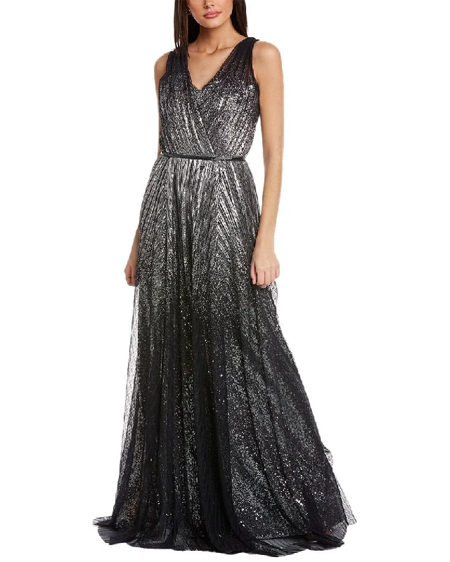 Party dress that is show-stopping -Rene Ruiz Metallic Tulle & Sequin Gown