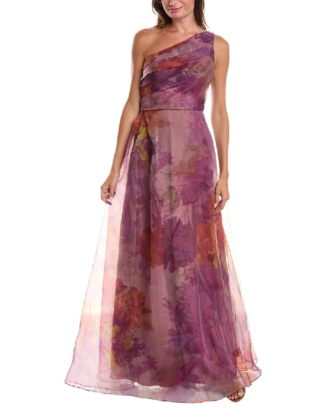 Party dress with a high neckline -Rene Ruiz One-Shoulder Gown