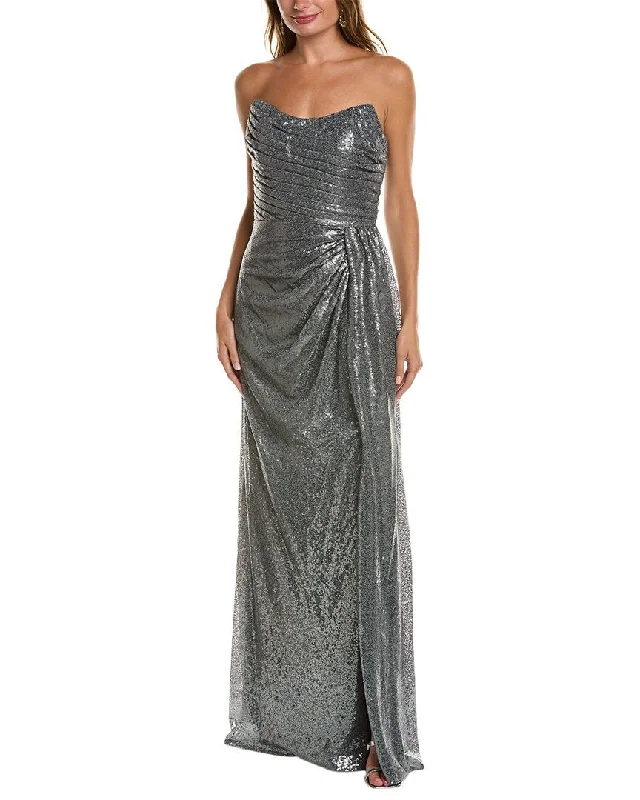 Party dress for a formal gala -Rene Ruiz Strapless Sequin Draped Gown