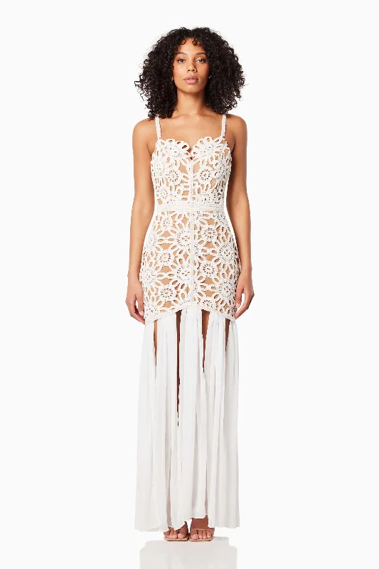 Party dress that makes you feel good -Sensory Pearl Trimmed Gown In White