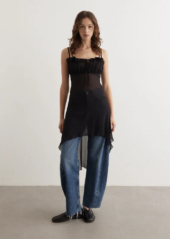 Party dress with sneakers -Sheer Layered Dress