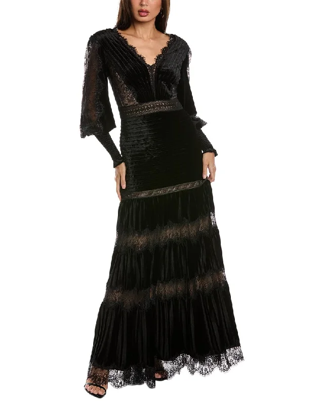 Party dress with affordable price -Tadashi Shoji Lace & Velvet Gown