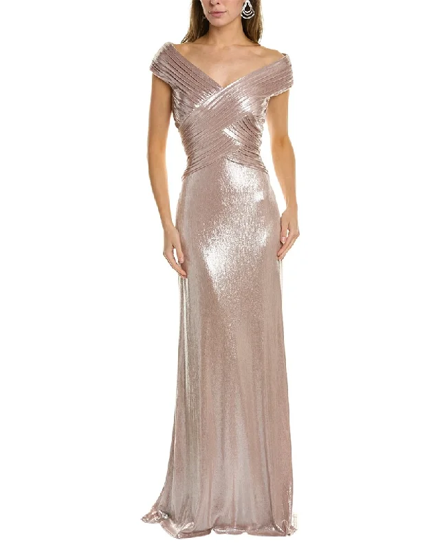 Party dress that is effortlessly chic -Tadashi Shoji Pleated Bodice Gown