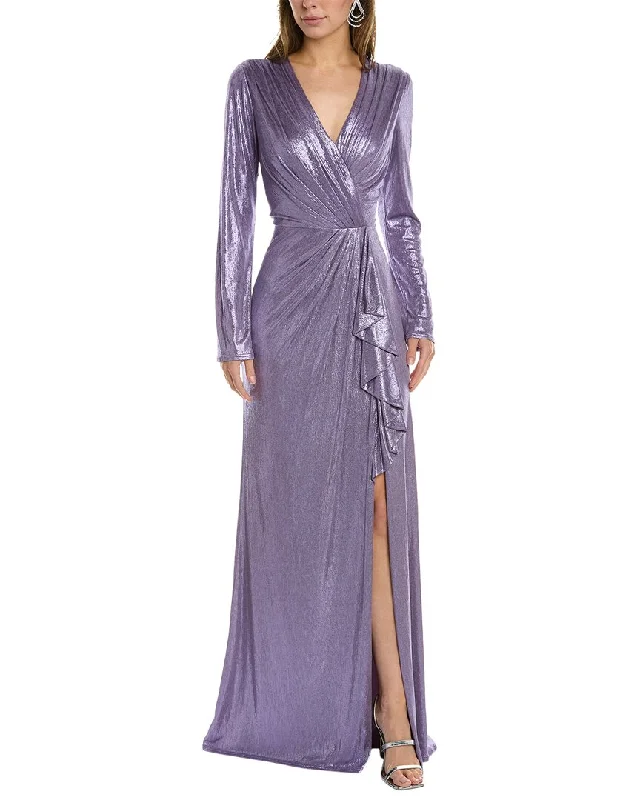 Party dress with a square neckline -Tadashi Shoji Pleated Bodice Gown