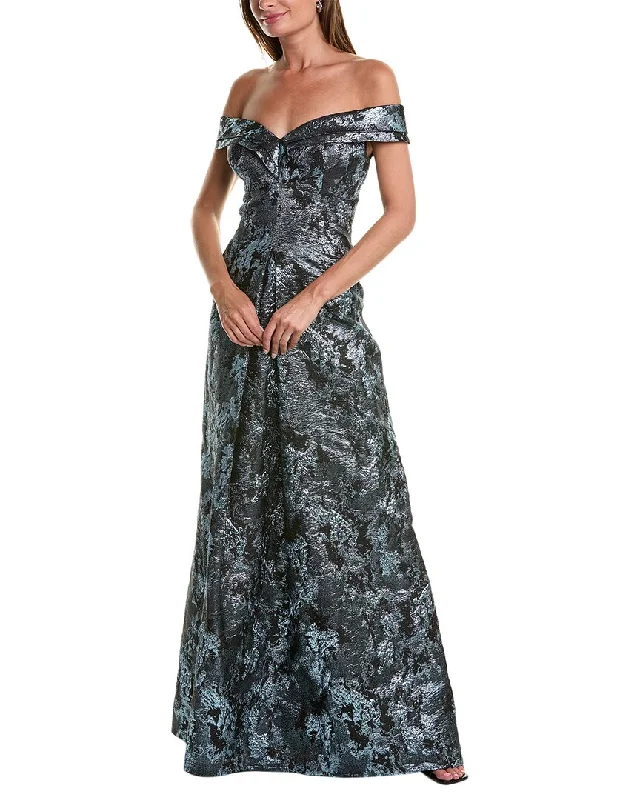 Dress for party festive gathering -Teri Jon by Rickie Freeman Metallic Gown