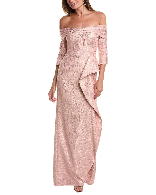 Party dress that is unforgettable -Teri Jon by Rickie Freeman Metallic Jacquard Gown