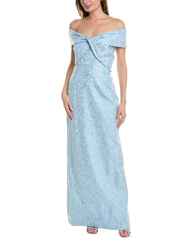Party dress that is unforgettable -Teri Jon by Rickie Freeman Off-The-Shoulder Gown
