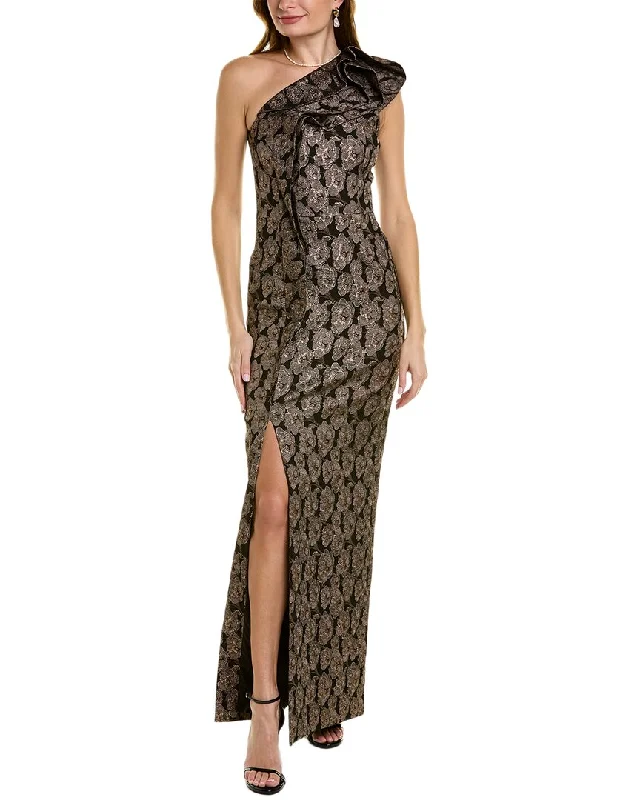 Party dress for a holiday celebration -Teri Jon by Rickie Freeman One-Shoulder Gown