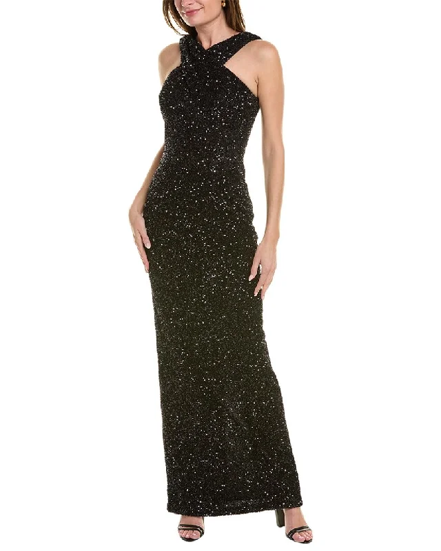 Party dress with abstract design -Teri Jon by Rickie Freeman Sequin Gown