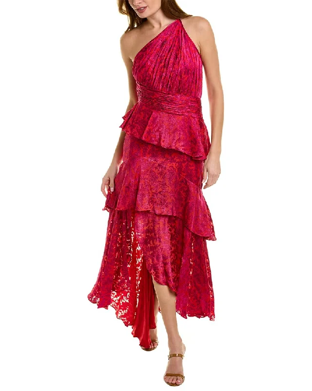 Party dress that is show-stopping -Theia Medora Ruffle High Low Gown