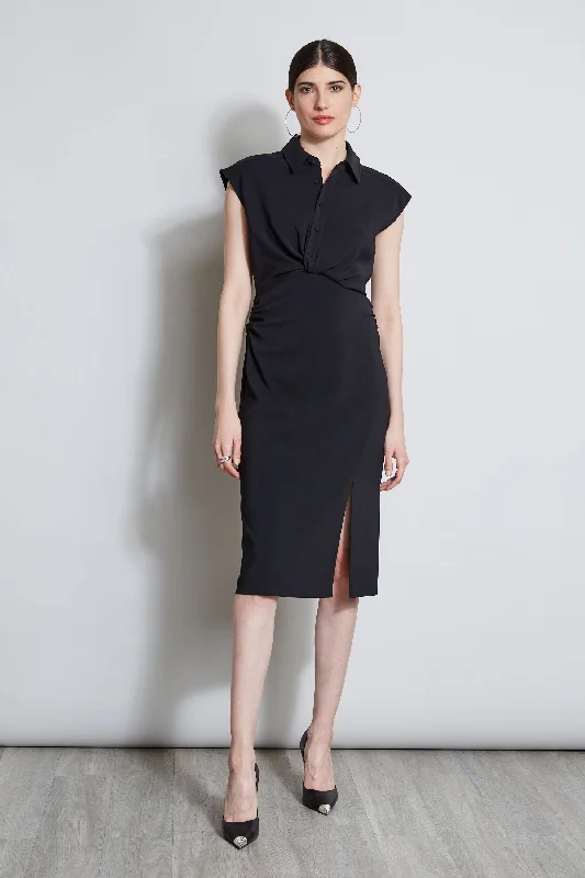 Party dress in jewel tones -Twist Button Dress