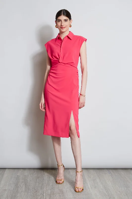 Party dress in metallic shades -Twist Button Dress