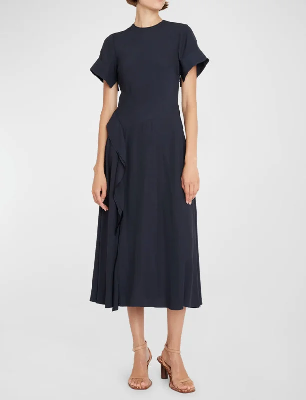 evening gowns with side draping-Ulla Johnson Cassia Dress Midnight