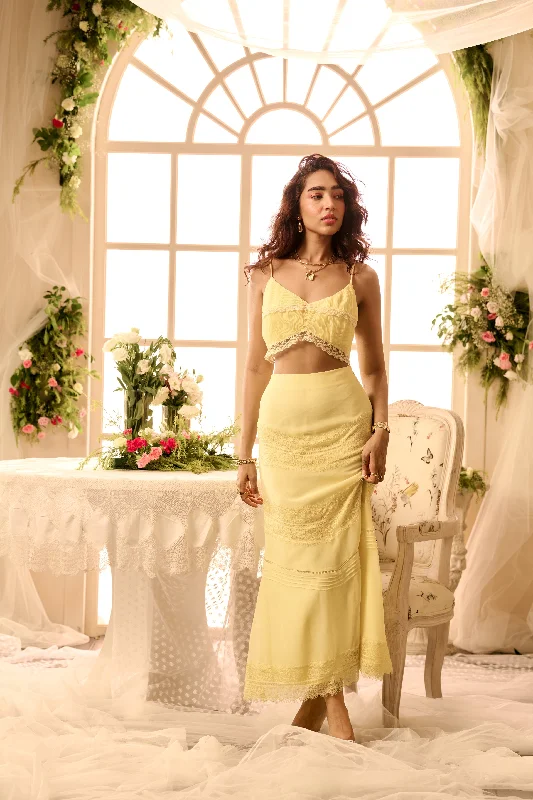 Dress for party lively celebration -Darcy Butter Yellow Georgette Coord Set