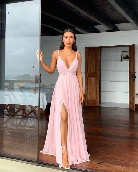 Sexy prom dresses for edgy teens-A-Line Long Prom Dress With Split gh1054