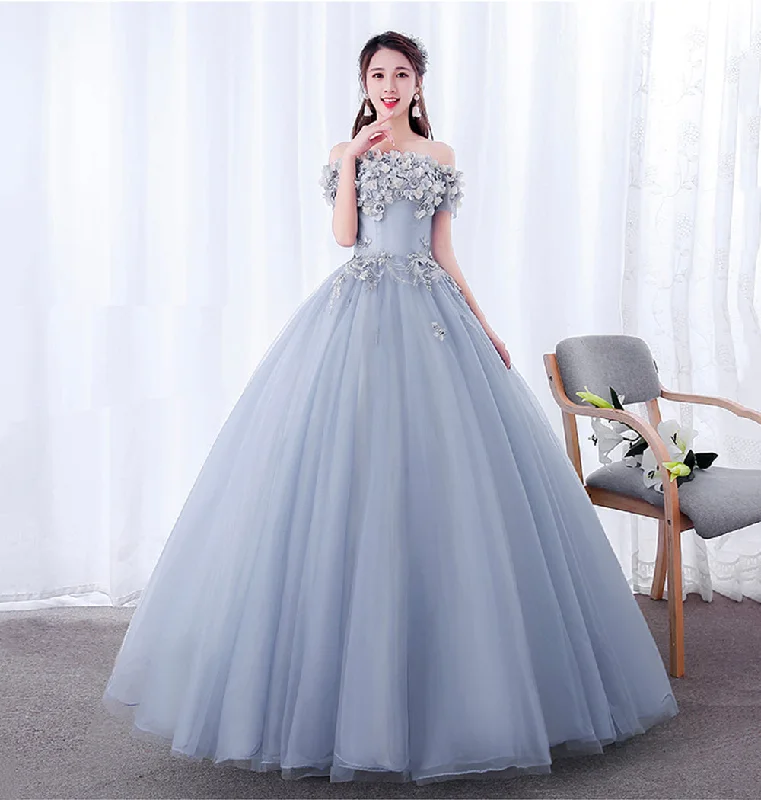 Prom dresses with holiday cheer-A line tulle applique long prom dress evening dress 8625 Prom dresses with holiday cheer-A line tulle applique long prom dress evening dress 8625