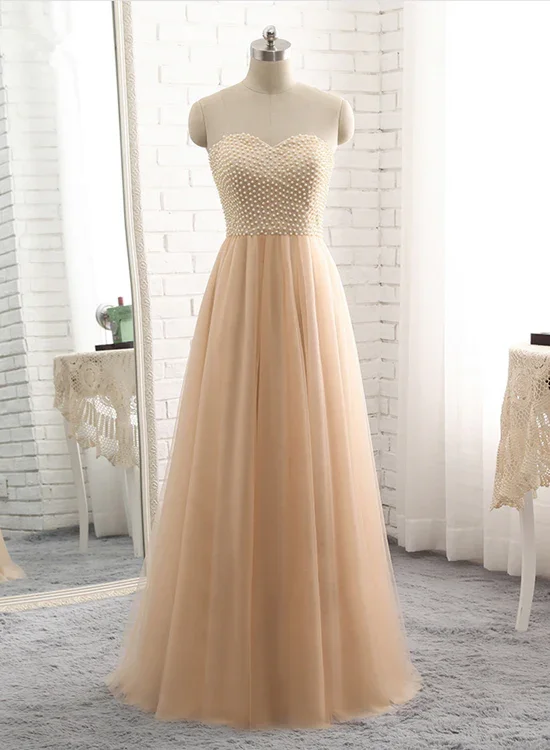 Stylish open-back prom dresses-Beautiful Champagne Sweetheart Long Junior Prom Dress, Cute Long Dress gh498 Stylish open-back prom dresses-Beautiful Champagne Sweetheart Long Junior Prom Dress, Cute Long Dress gh498