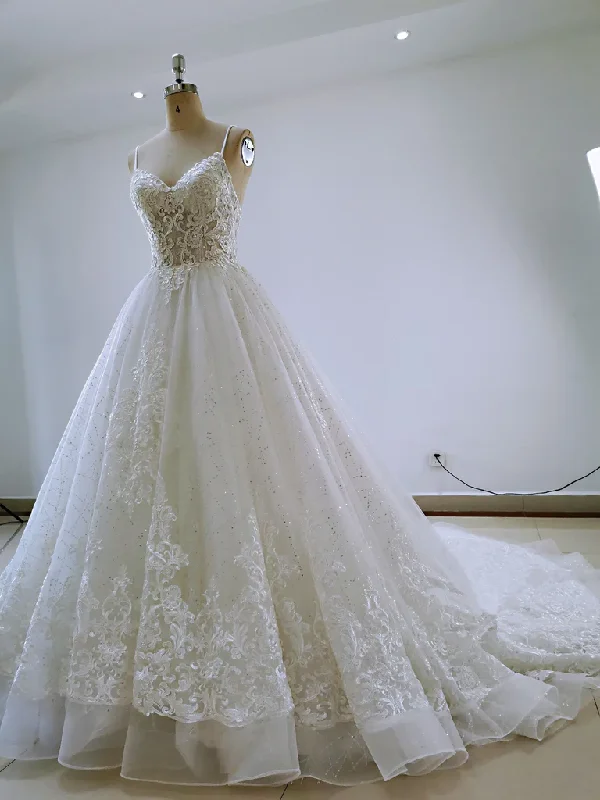 Sexy satin prom dresses for a sleek look-Beautiful Handmade Straps Lace Tulle Wedding Dress, Long Bridal Gown gh435 Sexy satin prom dresses for a sleek look-Beautiful Handmade Straps Lace Tulle Wedding Dress, Long Bridal Gown gh435