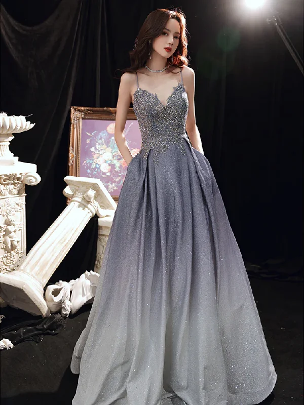 Prom dresses with denim jacket-Beautiful Lavender Gradient Beaded Straps Long Formal Dress, A-Line Low Back Prom Dress gh110 Prom dresses with denim jacket-Beautiful Lavender Gradient Beaded Straps Long Formal Dress, A-Line Low Back Prom Dress gh110