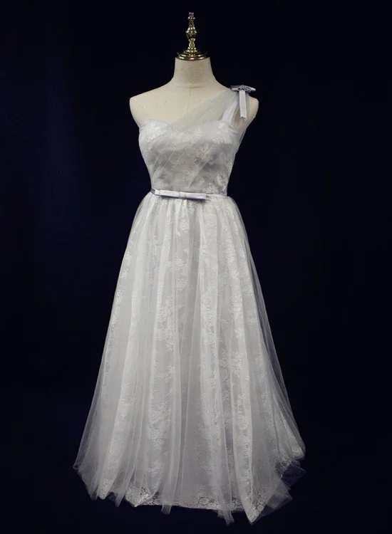 Beautiful silk prom dresses for luxury-Beautiful Light Grey One Shoulder Lace-Up Bridesmaid Dress, Lovely Grey Party Dress gh411 Beautiful silk prom dresses for luxury-Beautiful Light Grey One Shoulder Lace-Up Bridesmaid Dress, Lovely Grey Party Dress gh411