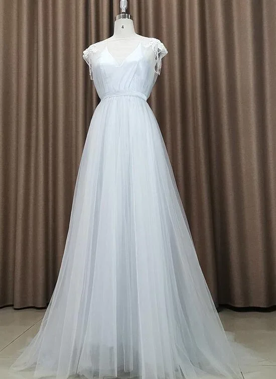 Prom dresses with velvet-Beautiful Light Grey Tulle Long Party Dress, Light Grey Evening Gown gh183 Prom dresses with velvet-Beautiful Light Grey Tulle Long Party Dress, Light Grey Evening Gown gh183