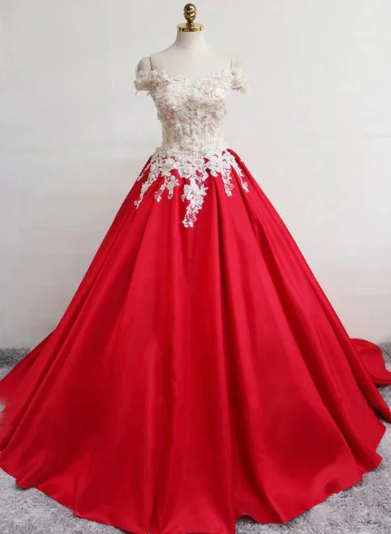 Bold colorful prom dresses for attention-Beautiful Red Stain Off Shoulder Floor Length Party Dress With Applique, Party Dress gh452 Bold colorful prom dresses for attention-Beautiful Red Stain Off Shoulder Floor Length Party Dress With Applique, Party Dress gh452
